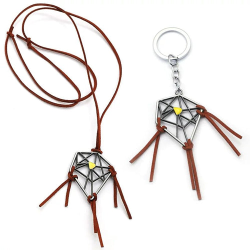 Weathered dreamcatcher pendant — metal alloy hanging decor