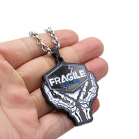Fragile Letter Necklace– Black Metal Pendant