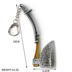 Loaded Axe keychain — black iron mini metal accessory.