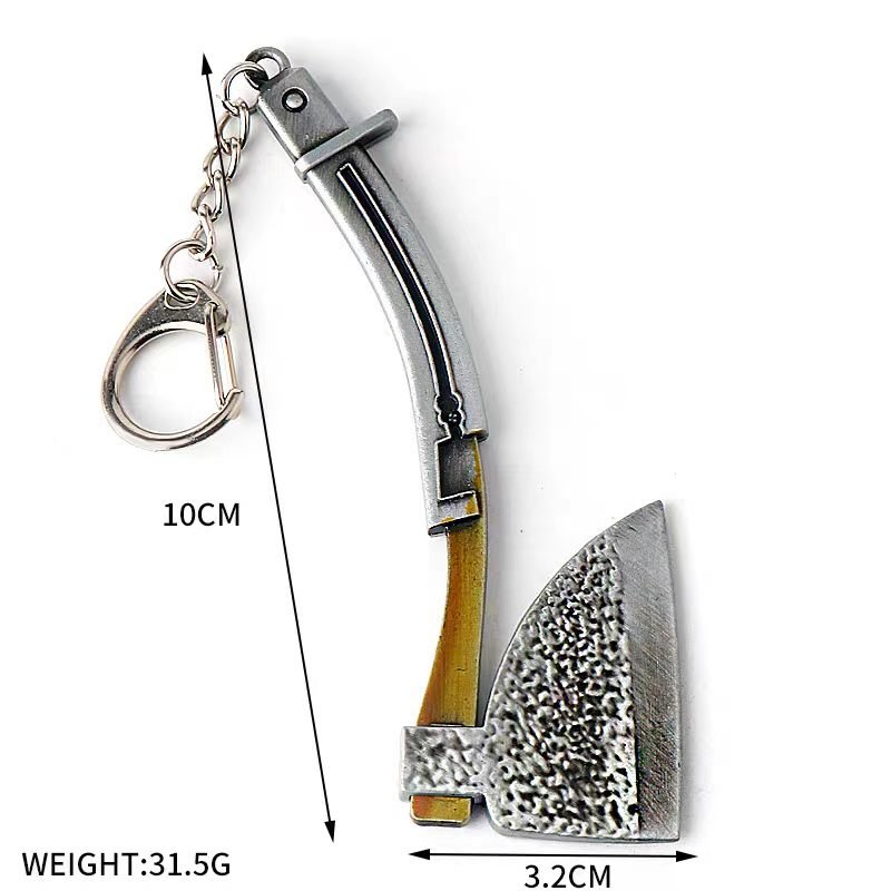 Loaded Axe keychain — black iron mini metal accessory.